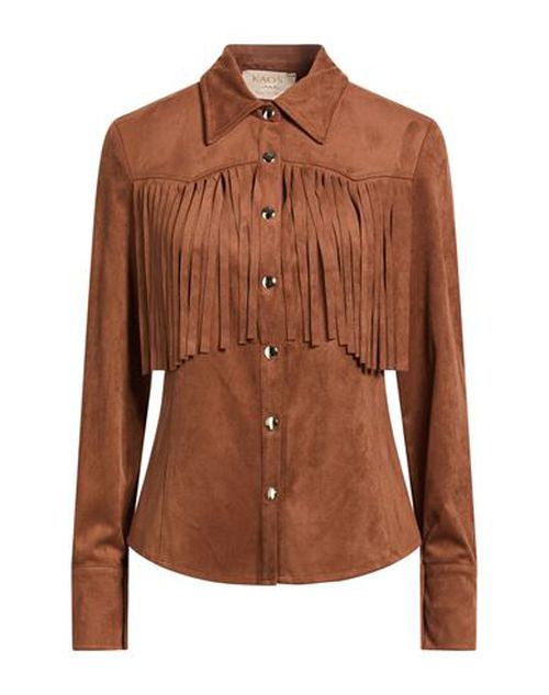 Woman Shirt Brown Size 4 Polyester, Elastane