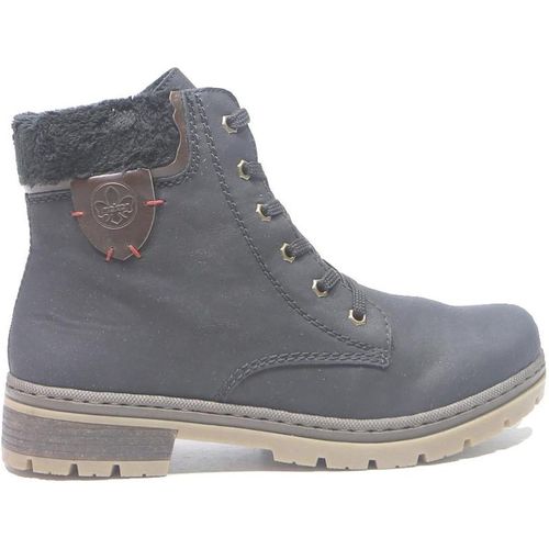RIEKER Womens Lace-Up Ankle Boots Black Leather Comfortable Winter Footwear