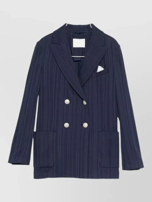 Circolo 1901 - striped double breasted long cotton jacket