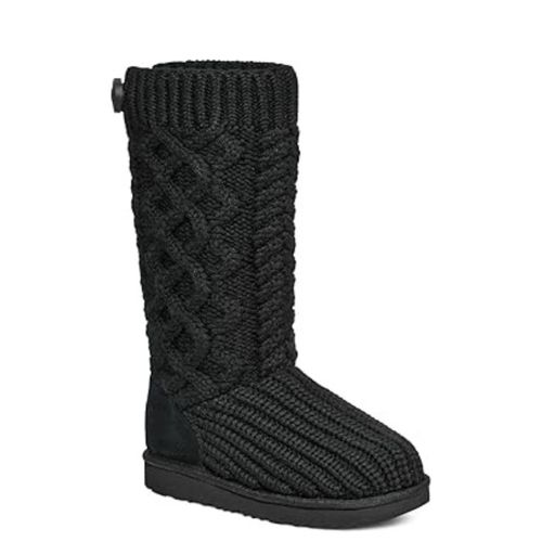 Classic Cardi 1143702T-001 Black Cabled Knit Mid Calf Boot JZZ1230