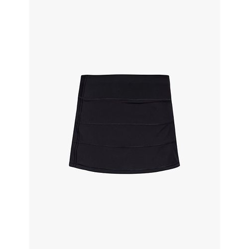 Womens Black Pace Rival Mid-rise Stretch Recycled-polyester Mini Skirt