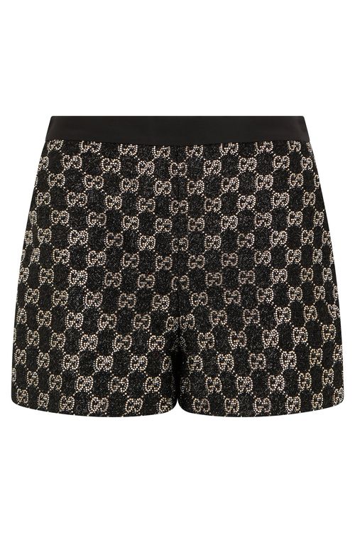 Embroidered Wool Tweed Lamé Shorts