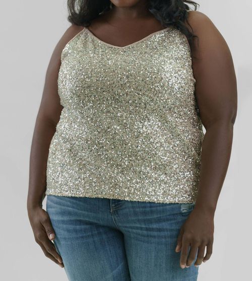 NEVER FULLY DRESSED | Sequin Cami Top In Silver | Realry