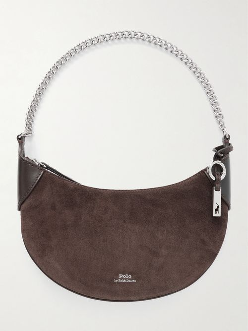 Polo Id Small Leather-trimmed Suede Shoulder Bag - Brown