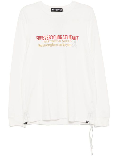 Slogan print long-sleeves T-shirt - White