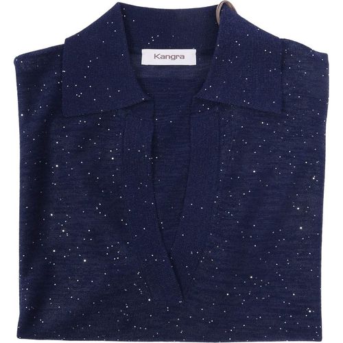 Kangra kasjmier poloshirt Aperta M.Corta Con Micro Pailetten