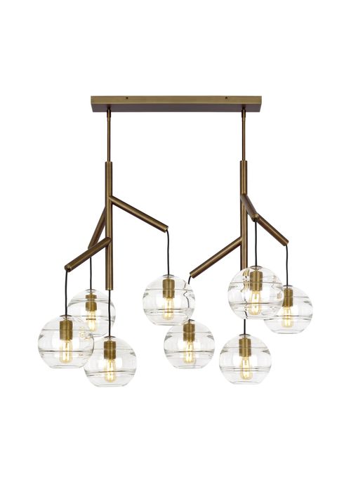Sedona Contemporary Chandelier in Aged Brass and Clear