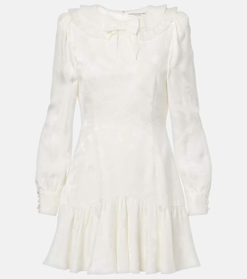 Bow-detail floral jacquard minidress