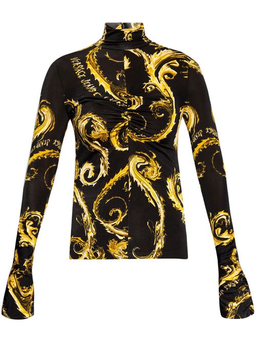 Barocco mock-neck ruched top - Black