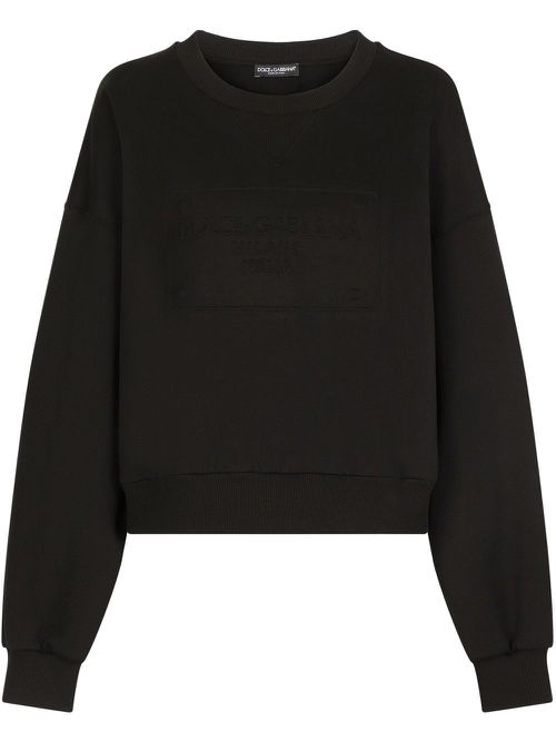 Embroidered-logo long-sleeve sweatshirt - Black