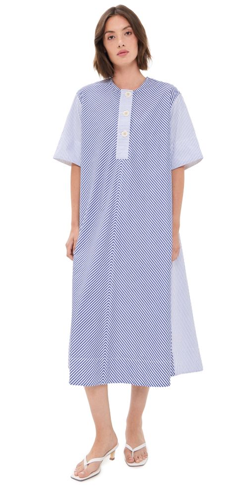 Ivy Stripe Shirt Dress Navy