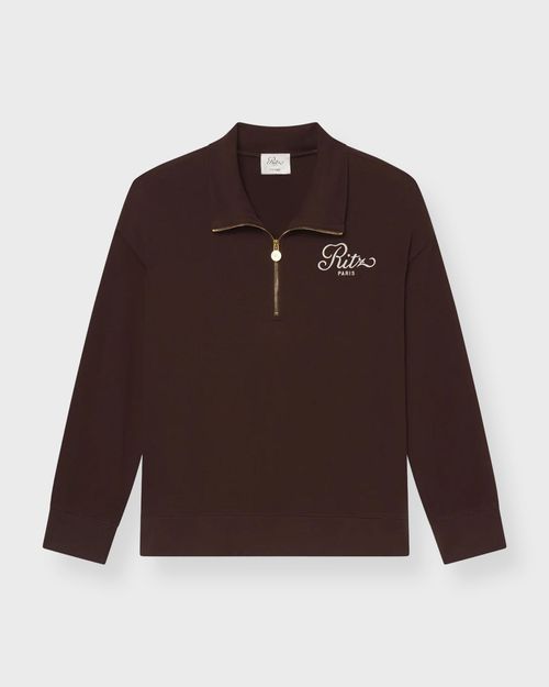 Ritz Paris x Frame Sweater Ritz Half Zip Polo Chocolate