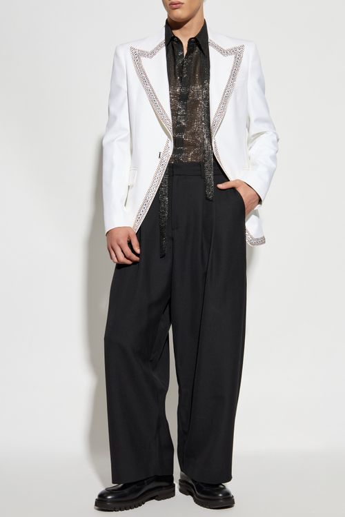 Blazer With Shimmering Appliqués, Men's, White