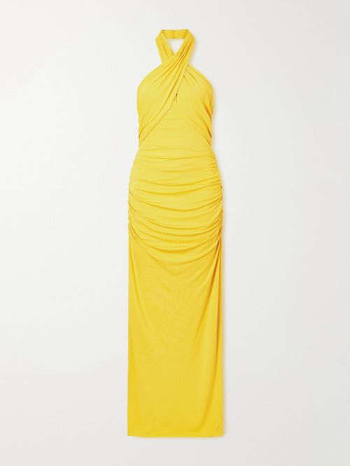 Satin Halterneck Gown - Yellow