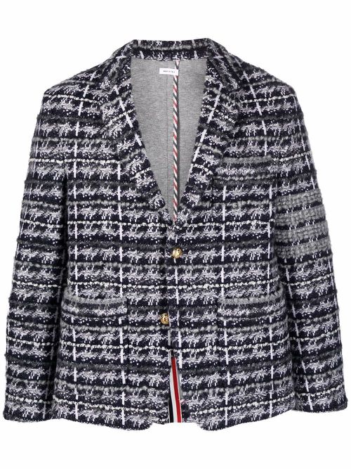 Tweed single-breasted blazer - Grey