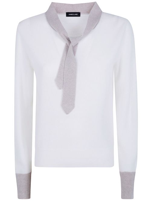 Anneclaire Round Neck Sweater With Tie