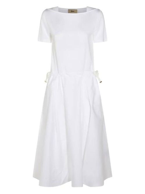 White Boat Neck Midi Dress