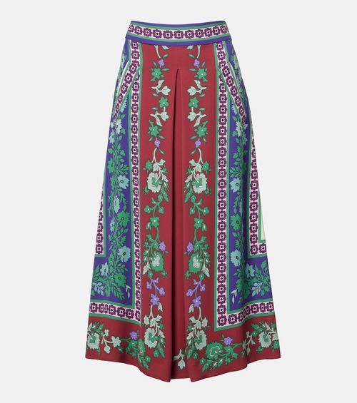 Santa Monica printed satin midi skirt
