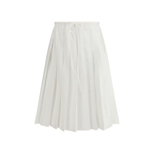 Pleated Cotton Skirt — White