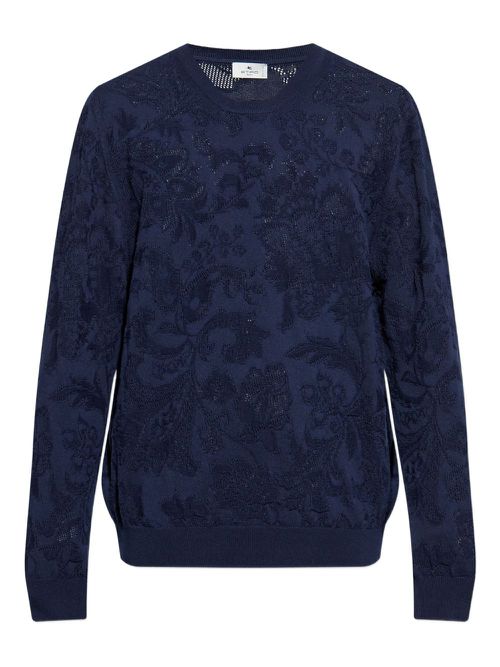 Floral-embellished sweater - Blue