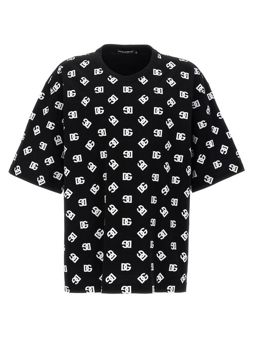 -Logo Print T Shirt Bianco/Nero-Uomo