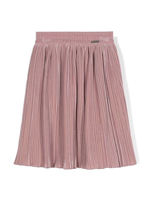 Pleated velvet midi skirt - Pink