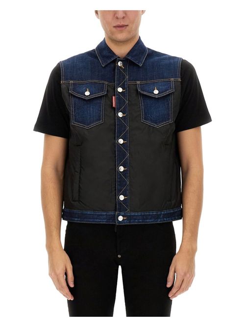 Dsquared2 Men's Puffer Vest in Denim | Size 50 | S74FB0336 Color S30664963