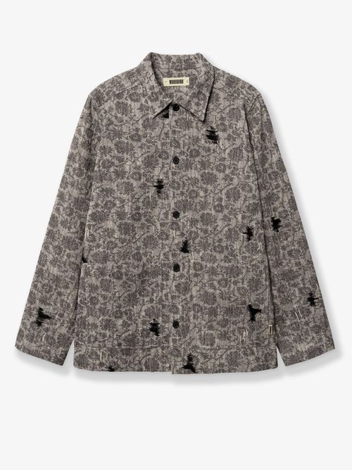 Melange Cotton Shirt Jacket — Gray