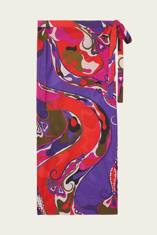 Orchidee-Print Pareo Skirt in Multicolor