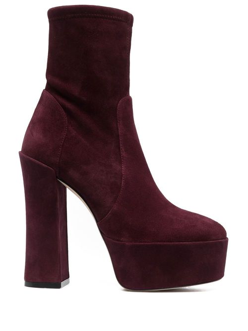 Skyhigh 145mm suede platform boots - Red