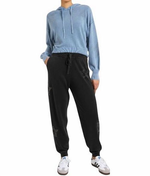 Ida Hot Fix Star Pull-On Jogger In Black