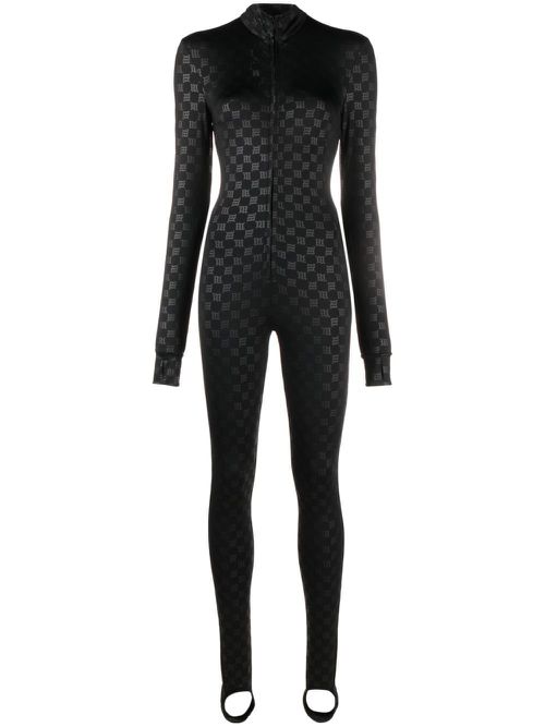 Monogram zip-up ski jumpsuit - Black