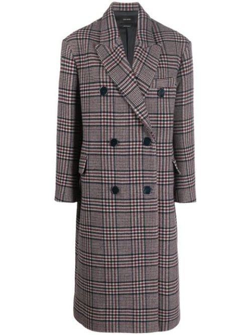 Checked wool coat