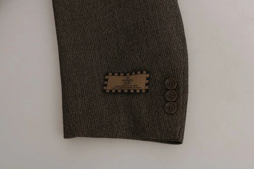 Single-Breasted Wool Pant Suit — Brown