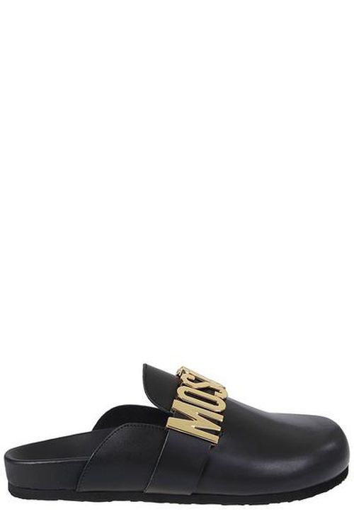Moschino Logo Lettering Round Toe Sandals