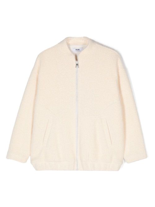 Embroidered-logo jacket - Neutrals