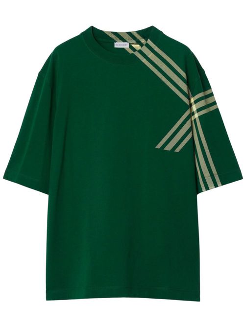 Check-print cotton T-shirt - Green