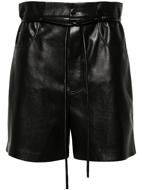 Belted faux-leather shorts - Black