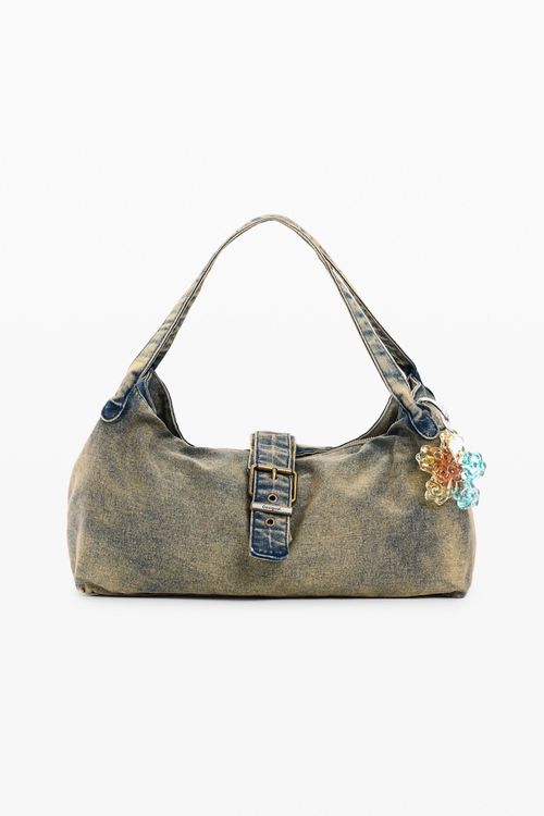 Denim charm bag