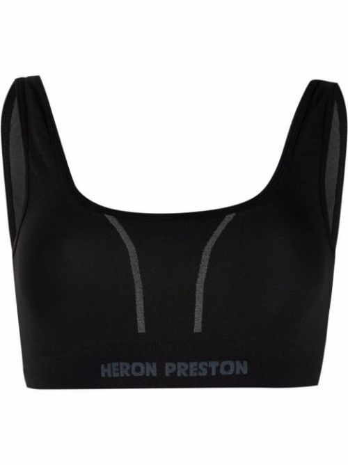 Logo-intarsia crop top