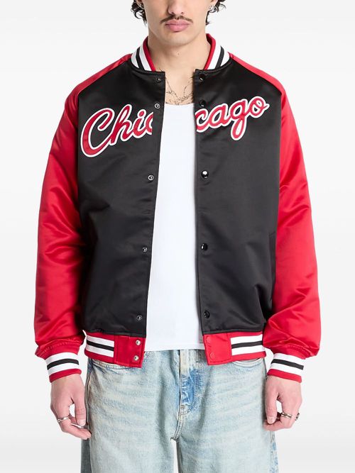 Embroidered varsity jacket - Black