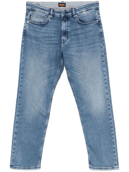 BOSS logo-patch straight-leg jeans - Blue