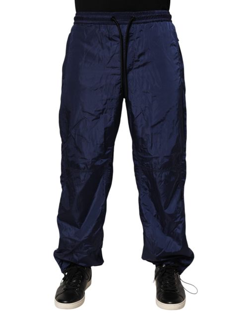 Nylon Straight-Leg Joggers — Blue