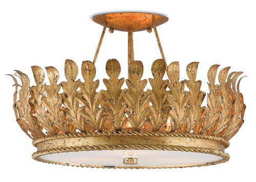 Gold Leaf Three Light Semi-Flush Mount from the Bunny Williams Collection