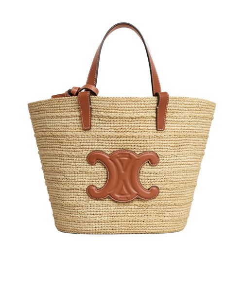 TEEN SUPPLE CELINE CLASSIC PANIER IN Raffia and calfskin