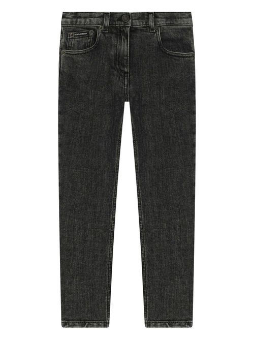 Logo-plaque stretch-denim jeans - Black
