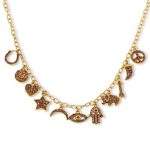 Rarities Gold-Plated 1ctw Champagne Diamond Talisman Charm Necklace