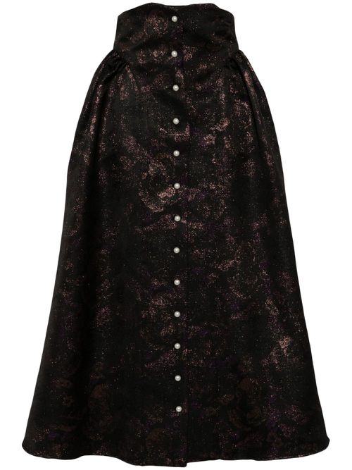 Bella metallic-jacquard midi skirt - Black