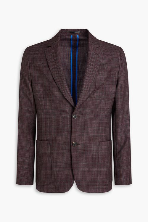 Checked wool blazer - Burgundy - US 36