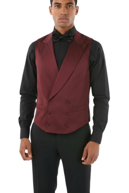 Maroon Peaked Lapel Waistcoat
